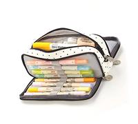 Haofy Estuche de Lona para Lápices, Bolsa de Papelería de Gran Capacidad con Múltiples Bolsillos y Doble Apertura para Escuela de Estudiantes (Gota de Lluvia de Estrellas)
