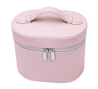 Haofy Estuche de Maquillaje Portátil, 16.5x14.5x21cm Neceser de PU (Pink) | Revestimiento Extraíble, Bandas Elásticas para Cepillos, Doble Cremallera, 24.69 Oz Mantiene Botellas Erguidas para Viajeras
