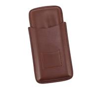 Haofy Estuche para Cigarros de Cuero con Capacidad para 3 Dedos para Viajes, Cenas, Reuniones con Bolsillo Frontal para Cortador, Humidor de Cigarros Portátil para Hombres, Uso Al Aire Libre, (Brown)