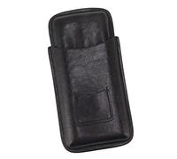 Haofy Estuche para Cigarros de Cuero con Capacidad para 3 Dedos para Viajes, Cenas, Reuniones con Bolsillo Frontal para Cortador, Humidor de Cigarros Portátil para Hombres, Uso Al Aire Libre, (Black)