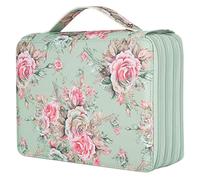 Haofy Estuche para Lápices con Cremallera de 4 Capas con 200 Ranuras, Elegante Bolsillo para Bolígrafo con Estampado de Rosas, Organizador de Suministros de Arte de Gran Capacidad para Estudiantes,