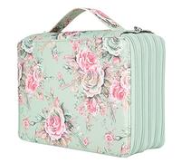 Haofy Estuche para Lápices con Estampado de Rosas de Gran Capacidad con 252 Ranuras para Clasificar y Almacenar, Bolsillo para Bolígrafo de PU para Facilitar su Transporte, 20,5 X 28,5 X 10 Cm