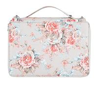 Haofy Estuche para Lápices con Estampado de Rosas de Gran Capacidad con 252 Ranuras para Clasificar y Almacenar, Bolsillo para Bolígrafo de PU para Facilitar su Transporte, 20,5 X 28,5 X 10 Cm (Rosa