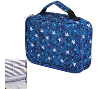 Haofy Estuche para Lápices Multicapa de Gran Capacidad para Suministros de Arte para Estudiantes, Estuche para Bolígrafos con Cremallera de 72 Orificios y Asa, Azul/Verde/Rojo para Uso en la (72