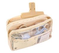 Haofy Estuche Transparente de 3 Capas de Gran Capacidad para Estudiantes, Bolsa Transparente, Bolso Lindo Multifuncional para útiles Escolares, Material de PVC Beige