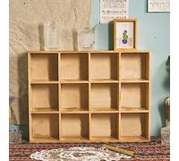 Haofy Figura de Acción Estante de Almacenamiento de Madera Retro Hecho a Mano Organizador de 12 Compartimentos para Dormitorio Sala de Estar Estudio Madera Maciza (con Panel Trasero)