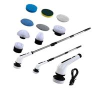 Haofy Fregadora Giratoria Eléctrica Inalámbrica, Cepillo de Limpieza Eléctrico de Larga Duración para Bañera, Ducha de Azulejos, Ahorro de Mano de Obra y Flexible con 9 Cepillos para Pisos y Muebles