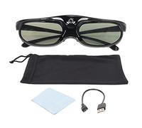 Haofy Gafas de Obturador Activo 3D, Alta Transmisión de Luz, Batería de Larga Duración, Gafas 3D Negras, Enlace DLP para Proyectores 3D DLP