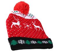 Haofy Gorro de Navidad con Luz Luminosa, Gorro de Lana Tejido para Adultos y Niños, Interior y Exterior, Color Rojo (Estilo 3) (Estilo 3) (Tipo 4)