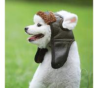 Haofy Gorro de Piloto para Mascotas de Piel Sintética, Funda para la Cabeza de Terciopelo Suave para Perros, Gatos, Mascotas Pequeñas a XXL, Ajuste Cómodo con Clip Fácil, Aventuras Al Aire Libre,