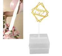 Haofy Hucha de Cumpleaños, Decoración para Tarta de Feliz Cumpleaños con 20 Bolsas Transparentes, Kit de Extracción de Dinero para Fiestas, Bodas, Celebraciones, Reuniones
