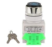 Haofy Interruptor de 3 Posiciones con Llave, Aislamiento Térmico Retardante de Llama, 2 Llaves, 22mm, 220V/5A/1 ud.