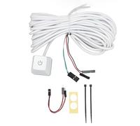 Haofy Interruptor de Alimentación para PC, Interruptor Azul, Color Blanco, Cable Largo, ABS Resistente, Retroiluminado con Soporte, Ordenador de Escritorio, Mecánico de Oficina (Luz
