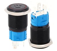 Haofy Interruptor de Metal Resistente Al Agua IP65 Negro con Estructura de 5 Pines, Fácil de Usar para de Control Eléctrico, para Proyectos de Bricolaje de Acero Inoxidable (12 VCC)