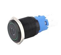 Haofy Interruptor de Metal Resistente Al Agua IP65 Negro con Estructura de 5 Pines, Fácil de Usar para de Control Eléctrico, para Proyectos de Bricolaje de Acero Inoxidable (12 VCC)