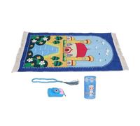 Haofy Juego Completo de Alfombra Oración para Niños, Suave y Gruesa Portátil con Cilindro Almacenamiento Mujeres Hombres, Islámica Sajadah Colgante Cuentas (Blue)