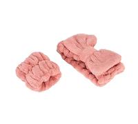 Haofy Juego de 2 Piezas de Diadema y Muñequera con Suave Pelusa de Alta Absorción, Diseño de Lazo para Cuidado de la Piel, Maquillaje, Yoga y Deportes de Mujer