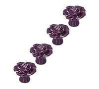 Haofy Juego de 4 Elegantes Pomos de Cerámica con Forma para el Hogar, Duraderos y Fáciles de Instalar, para Armarios y Cajones, 1,6 X 1,2 Pulgadas, Color Blanco (PURPLE)