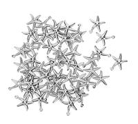 Haofy Juego de 50 Colgantes de Estrella de Mar de Acero Inoxidable, Decoraciones de Joyería Oceánica de Doble Cara, Ideal para Accesorios de Collar y Pulsera