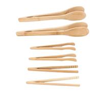 Haofy Juego de 6 Pinzas de Madera Multiusos para Cocinar en Madera, Utensilios de Cocina con Pinzas Rectas y Curvas para Ensalada, Queso, Frutas, Pan, Pasta, Fiesta, Servir Dulces
