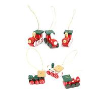 Haofy Juego de Adornos de Tren de Navidad de Madera, 6pcs Mini Decoración de Juguetes de árbol de Navidad para Niños, Familia, Patio, Chimenea con Detalles Incomparables Hechos para el Año de
