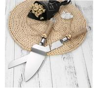 Haofy Juego de Cuchillo y Servidor para Pastel de Boda de Acero Inoxidable, Hoja Dentada de 8 Pulgadas con de Cristal de 5 Pulgadas, Diseño de Cinta Blanca para Corte de Pastel de (encaje de