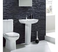 Haofy Juego de Escobilla de Baño Cromada, Acero Inoxidable y Plástico, Soporte Fácil de Usar, Diseño Compacto y Elegante para Limpieza del Baño (Base negra)