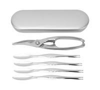 Haofy Juego de Herramientas de Langosta y Galleta de Cangrejo de Acero Inoxidable de Primera Calidad con 4 Tenedores de Doble Punta para el Hogar, Mariscos, Cenas en Fiestas,