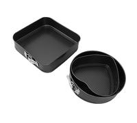 Haofy Juego de Moldes Desmontables Antiadherentes de Acero Al Carbono, 22 Cm, Corazón, 24 Cm, Redondo, 26, Cuadrado, Molde para Tarta de Queso de 3 Piezas con Fondo Extraíble para Hornear