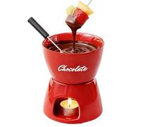 Haofy Juego de Ollas de Cerámica para Fondue de Queso con Soporte para Tenedor, Tazón para Derretir Chocolate, Postre, Fiesta, Reunión Familiar, Utensilios de Cocina, Aparatos de (Estilo inglés rojo)