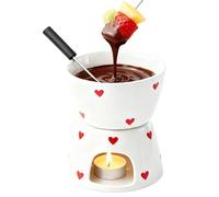 Haofy Juego de Ollas de Cerámica para Fondue de Queso con Soporte para Tenedor, Tazón para Derretir Chocolate, Postre, Fiesta, Reunión Familiar, Utensilios de Cocina, Aparatos de (Estilo de corazón