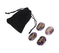 Haofy Juego de Piedras de Runa de Cristal Pulido con Símbolos de 4 Elementos, Piedras Curativas de Reiki para Meditación, Equilibrio de Chakras, Alivio de la Ansiedad, Decoración del Hogar, (Violeta)