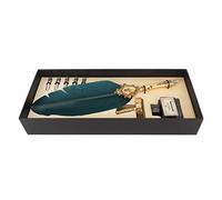 Haofy Juego de Pluma de Pluma, Estilo Retro, Escritura Suave con 5 Puntas Intercambiables para Estudiantes, Escuela, de Pavo y Barril de de Aleación