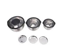 Haofy Juego de Tazones para Mezclar de 3 Piezas de Acero Inoxidable con Tapas Sellantes y Accesorios para Ralladores 1,5 L 2,5 L 4, para Almacenamiento de Preparación de Alimentos Tazones Anidados