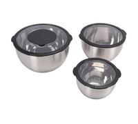 Haofy Juego de Tazones para Mezclar, Tazones Nido de Acero Inoxidable de 3 Piezas con Tapas de Sellado y Accesorios para Rallador, para Almacenamiento y Medición de Preparación de