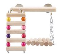 Haofy Juguete de Madera para Loros, Ardillas y Pájaros, Columpio y Escalera para Jaula, Juguete No Tóxico para Mascotas Pájaros, Accesorios para Ejercicio Saludable