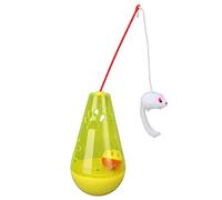 Haofy Juguete de Varita para Gato con Palo de Felpa y Bola de Campana, Divertido Juguete Interactivo para Gatos y Gatitos de Interior (Yellow)