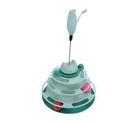 Haofy Juguete Giratorio Interactivo para Gatos, Rompecabezas de Ejercicio con Rodillo de Bola de Plumas de 4 Niveles para Pista de Torre de Gatito con Palo de Plumas, Juguete de Rodillo para Gatos