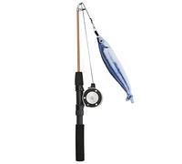 Haofy Juguete para Gatos, Diseño de Pez Realista, Material de Algodón Duradero, Diseño de Bobina Manual, Caña de Pescar, Juguete para Masticar para Gatos (paparda+caña de Pescar)