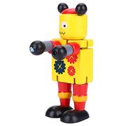 Haofy Juguetes Robot de Madera para Niños, Robots Divertidos para el Desarrollo del Cerebro, Diseño Flexible, Color Brillante, Ideal para el Tiempo de Juego de los Niños (Yellow)