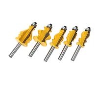 Haofy Kit de Brocas para Enrutador de Pasamanos para Carpintería, 5 Piezas, Vástago de 8 Mm, Fresa de Línea Superior para Puerta de Gabinete, Resistente a Impactos, para Madera Contrachapada, Caja,