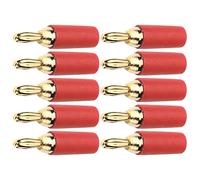 Haofy Kit de Conector Banana Macho de Soldadura de Latón Chapado en Oro Resistente de 2,5 Mm para Alta Utilidad, Herramienta de Conector Banana de 10 Piezas para Enchufe Convencional (rojo)