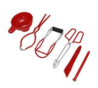 Haofy Kit de Enlatado de 6 Piezas, Pinzas Elevadoras de Tarros de Acero Inoxidable de Silicona, Medidor de Embudo de 170x80 Mm para Frascos de Boca Ancha y Regular, Juego de Enlatado de Llenado (rojo)