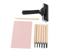 Haofy Kit de Fabricación de Sellos con 6 Cuchillos para Trinchar y Bandeja A5, Rodillo Flexible para Proyectos de Arte DIY, Manualidades Caseras, Creatividad en Espacios Pequeños