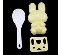 Haofy Kit de Moldes de Arroz para Sushi con Forma de Conejo de PP de Calidad Alimentaria, Fabricante Rápido de Onigiri para Niños, Encantador Juego de Moldes de Dibujos Animados, 3 Piezas para