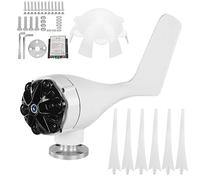 Haofy Kit de Turbinas Eólicas Pequeñas de 400 W, Fuente de Alimentación Eficiente de 6 Palas para Barcos Móviles, Plástico de Aleación Blanca (24V)