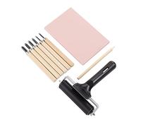 Haofy Kit Profesional para Hacer Sellos de Goma con 6 Cuchillos Ergonómicos para Tallar para Manualidades. El Juego Completo de Manualidades Incluye un Rodillo para Bandeja A5, 10 Papeles de Calco