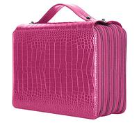 Haofy Lápiz con Almacenamiento de Almacenamiento con Bisagras de 5 Capas de la Pluma Gran Capacidad para Entusiastas de la Papelería Hecha con Material PU de (Rosa roja)