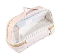 Haofy Lindo Estuche de Lápices con Cremallera de Dibujos Animados para Estudiantes de Escuela Maquillaje de Viaje, Transparente y Visible, Material PU+PVC (Yellow)