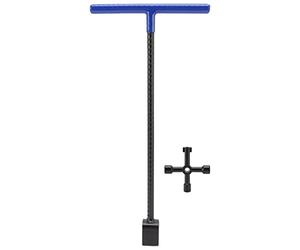 Haofy Llave de Llave de Medidor de Agua de Acero, Llave de Mango en T, Llave de Cierre de Agua de Llave de Bordillo con Herramienta de Utilidad de 4 Vías para Válvulas(Azul)